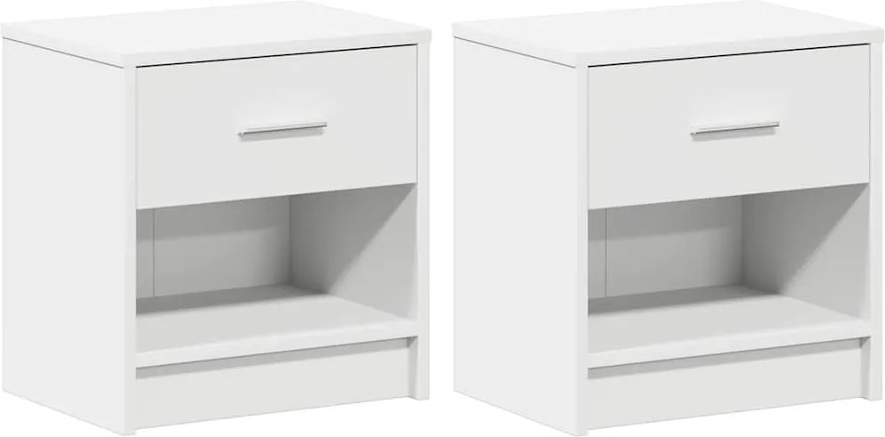 vidaXL 2 db fehér éjjeliszekrény fiókkal 39x28x41 cm