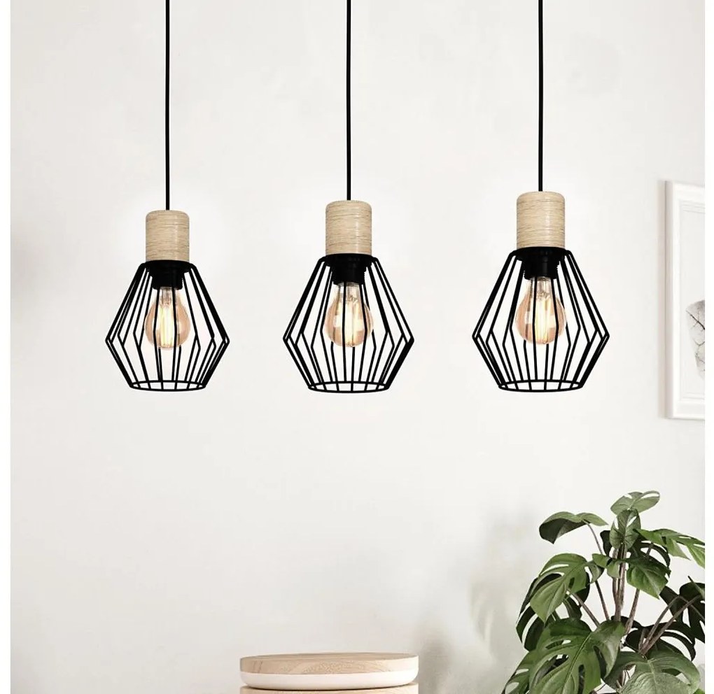 Eglo 44094 - Csillár zsinóron PALMORLA 3xE27/60W/230V