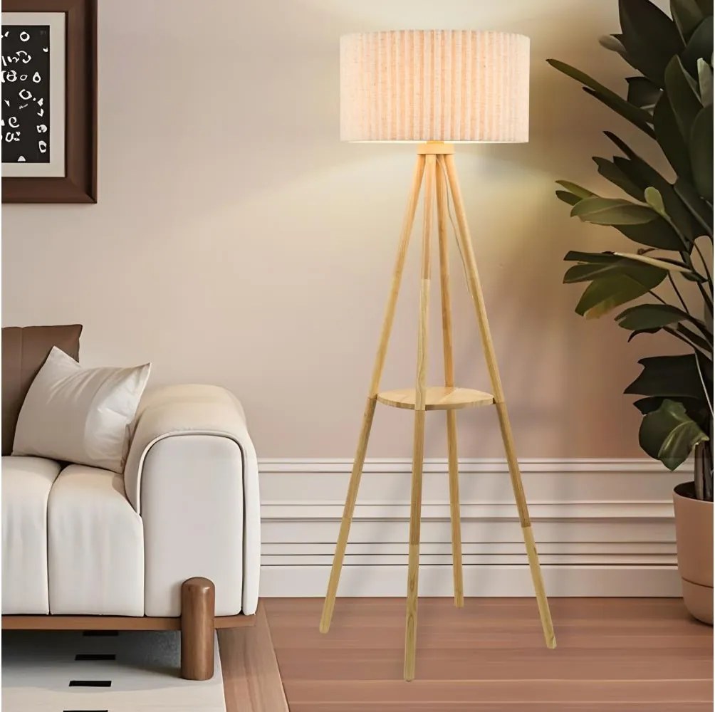 Brilagi - Állólámpa NORDIC WAVE 1xE27/15W/230V fa/lenvászon