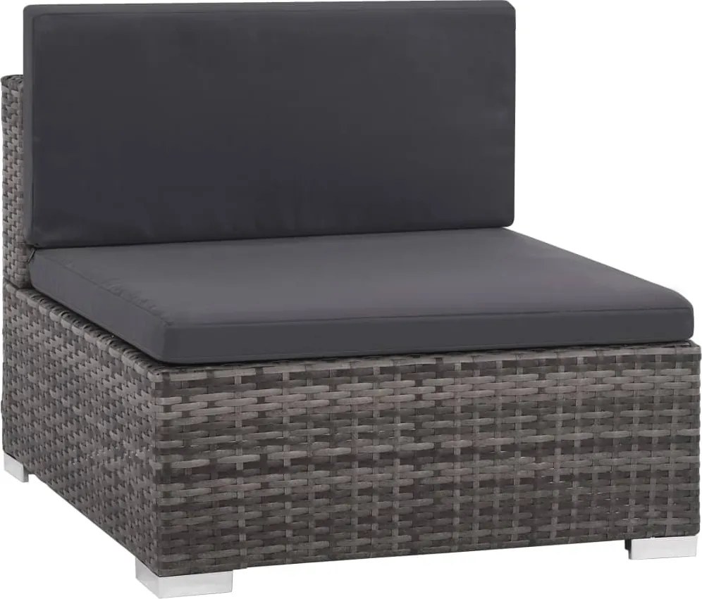 6-részes szürke polyrattan kerti bútorszett párnákkal