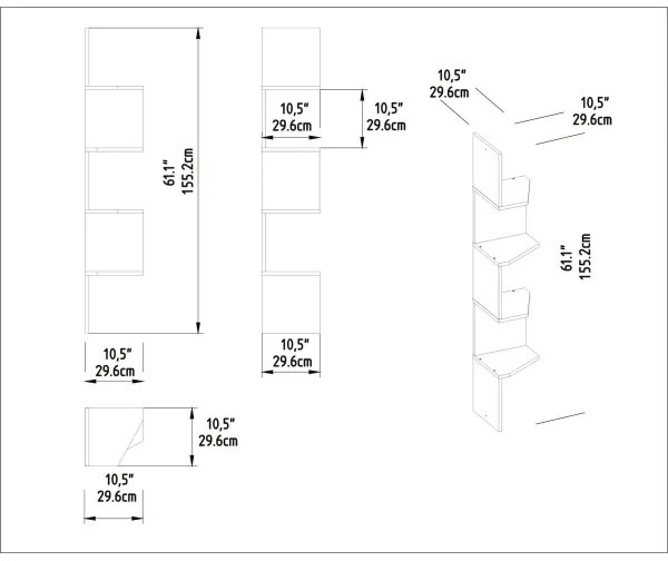 Sarki fali polc DESALDO 155,2x29,6 cm fehér