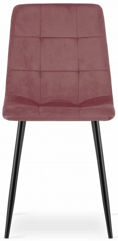 Rózsaszín bársony szék KARA fekete lábakkal