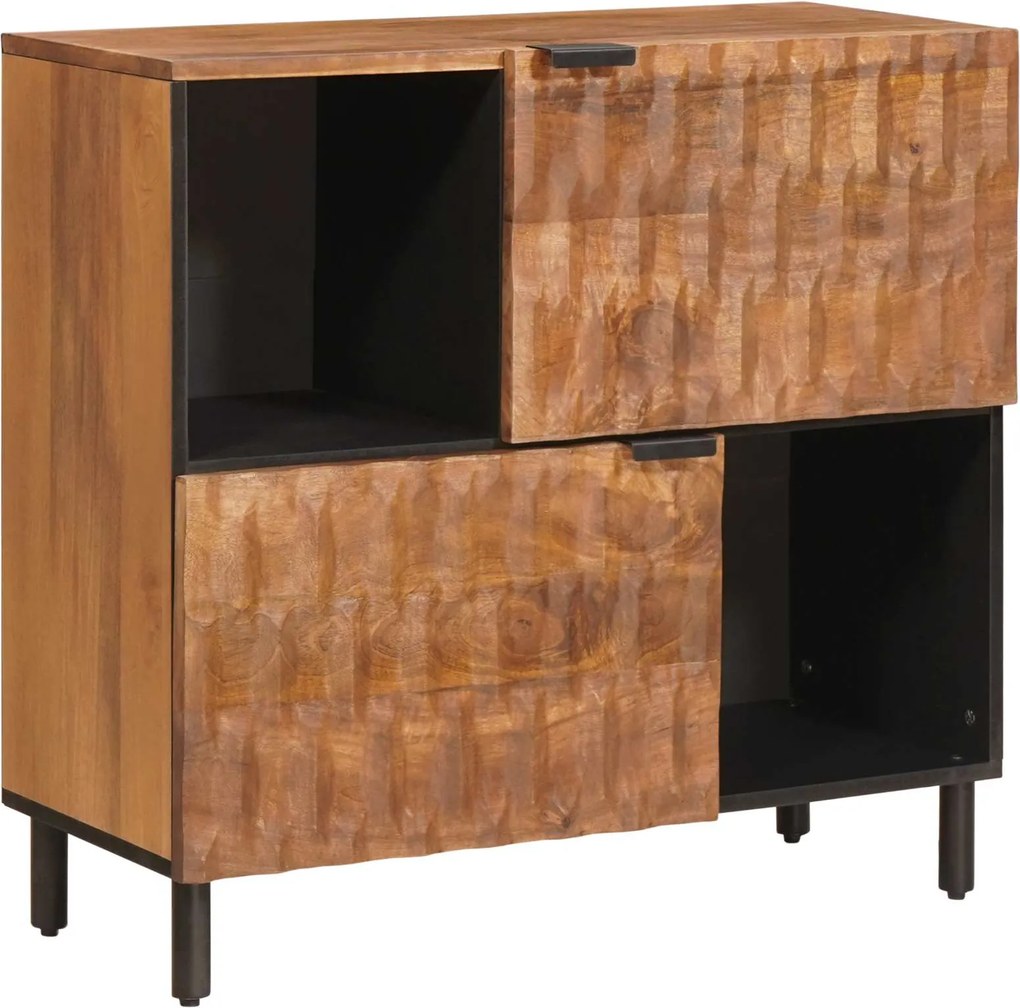 vidaXL Széf tárolóval Akácbarna felület 80 x 33 x 75 cm Tömör Mangófát