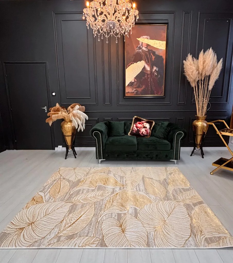 Toscana 1482 arany levélmintás szőnyeg 160x220 cm