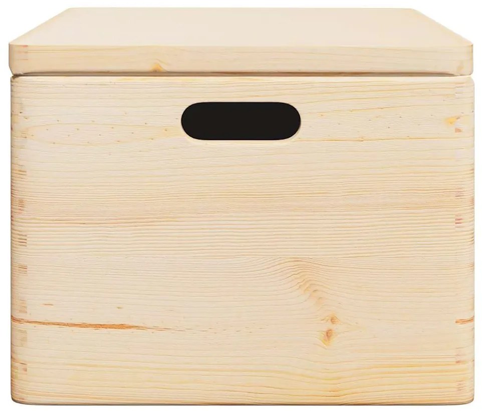 vidaXL Fa doboz fedéllel és fogantyúkkal 40x30x23 cm tömör fa fenyő