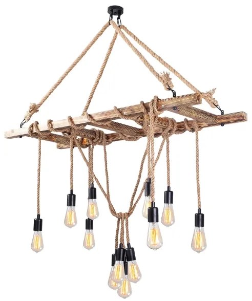 EREBOS kábelen függő csillár 12xE27/40W/230V barna