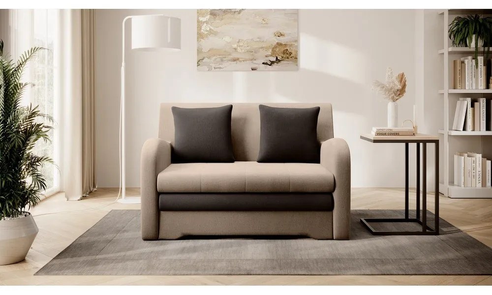 Világosbarna bársony kinyitható kanapé 130 cm Ario – ELTAP