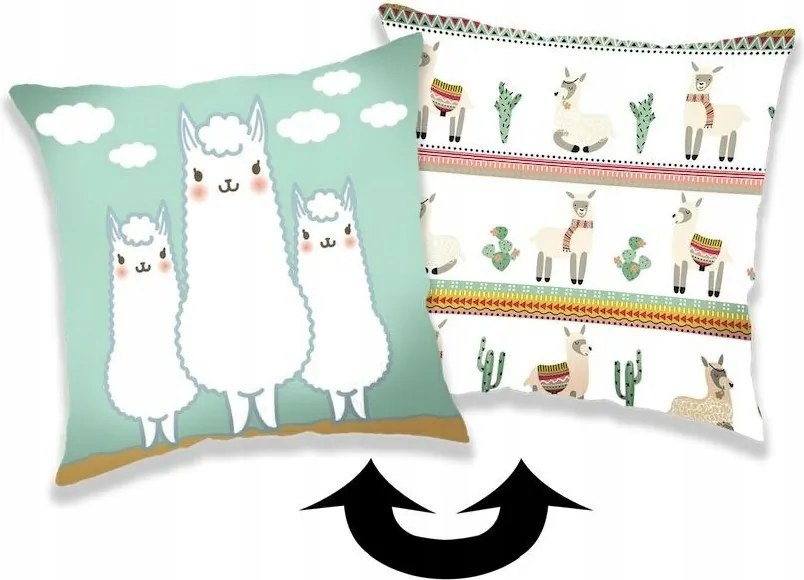 Gyerek párna 40x40 Láma menta