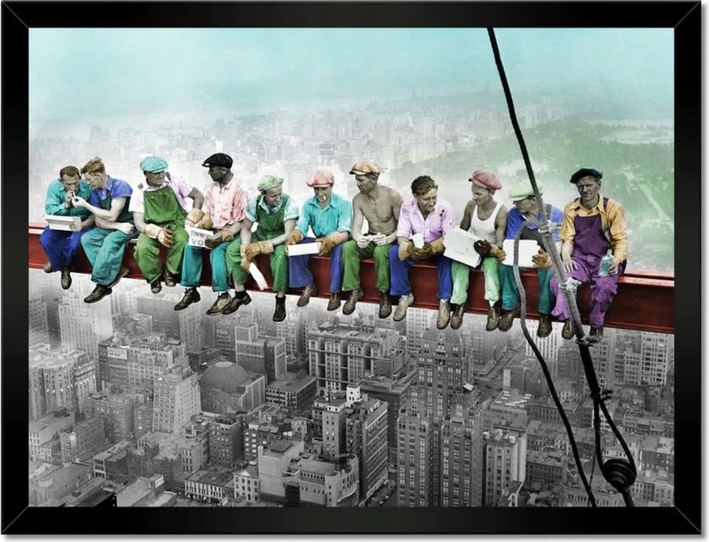 Poszterek keretben 40x30 Munkások a gerendán Színes