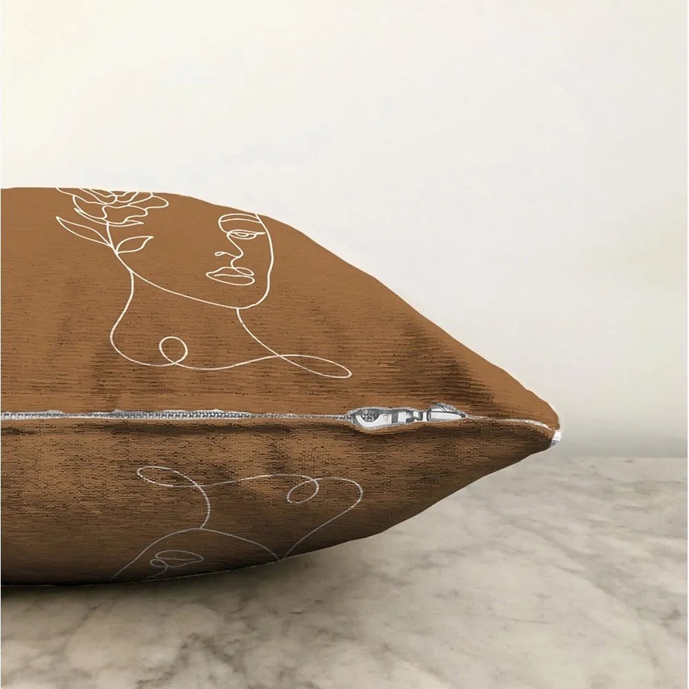 Chenille narancssárgás barna pamut keverék párnahuzat, 55 x 55 cm - Minimalist Cushion Covers