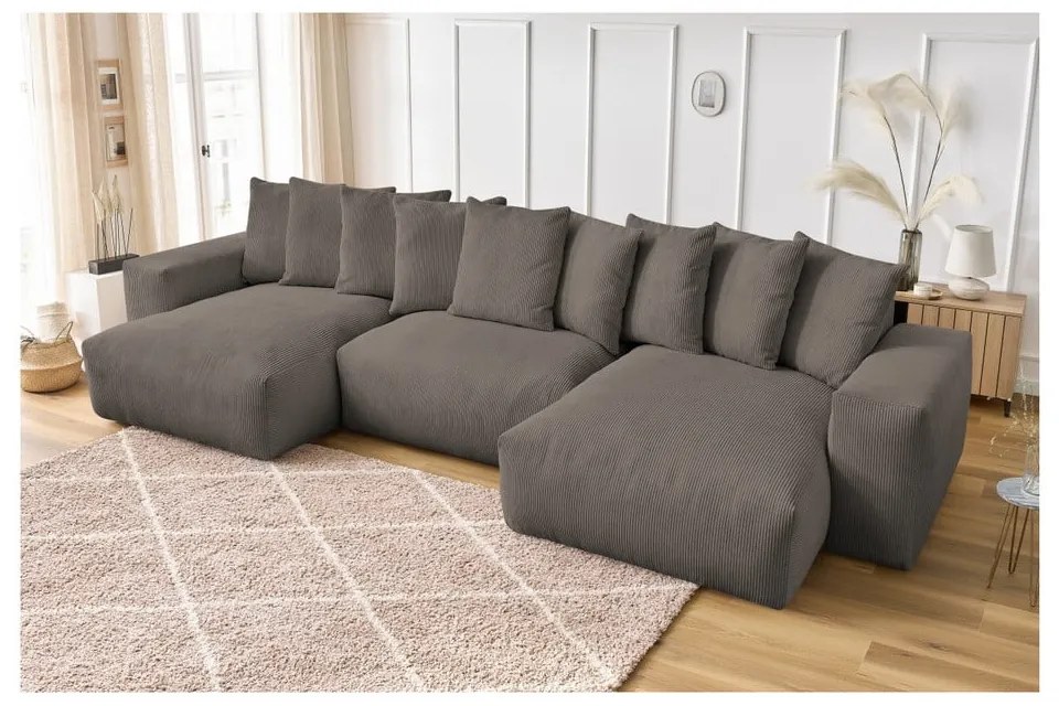 Szürkésbarna kordbársony sarokkanapé Voltaire – Bobochic Paris