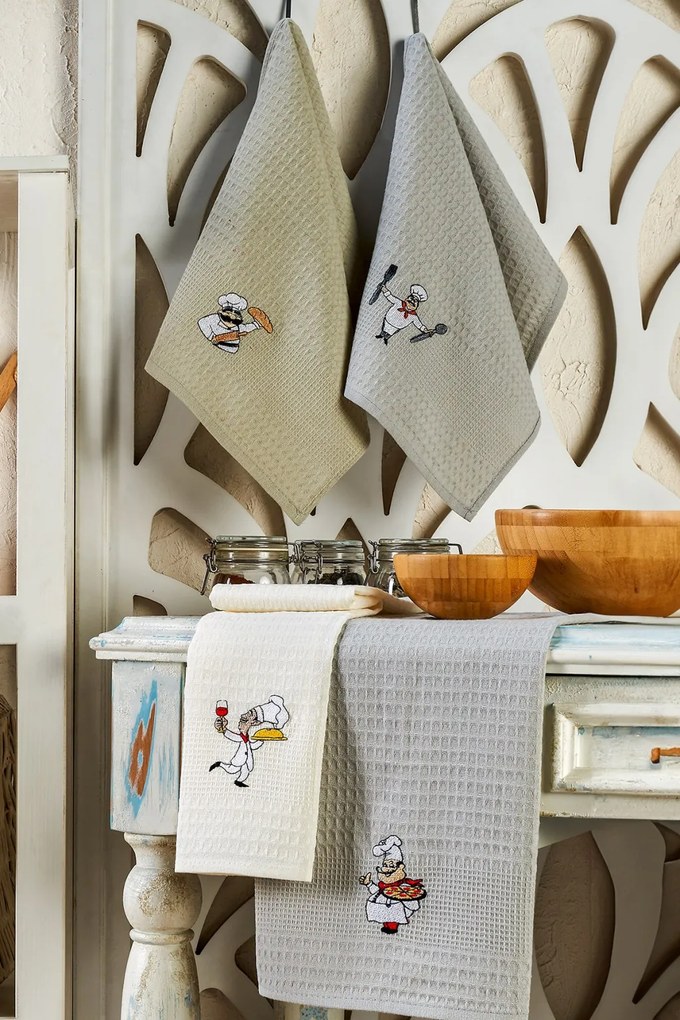 6 részes pamut konyharuha készlet 40x60 cm