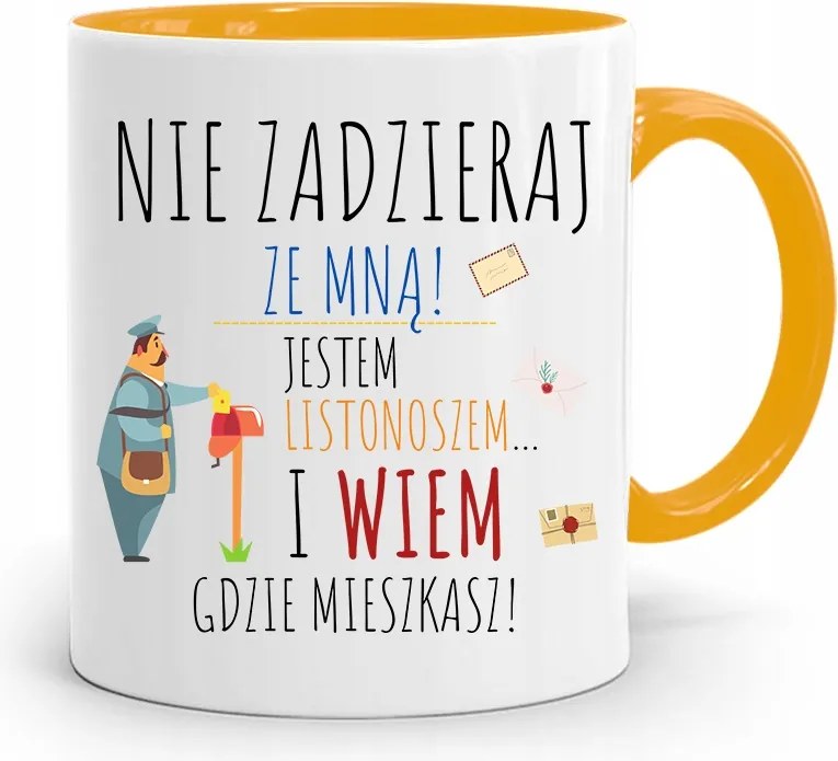 Sárga Bögre Postásnak Ne Szórakozz Velem! fényképes nyomattal