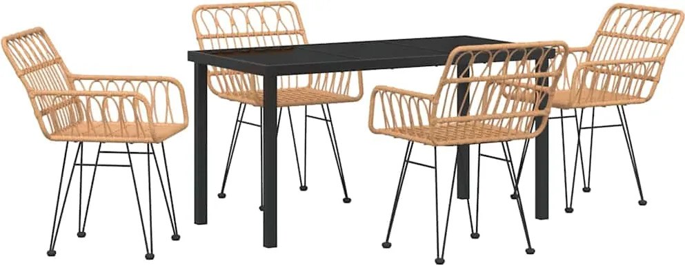 vidaXL Kert étkező szett 5 pcs Barna Porszórt acél