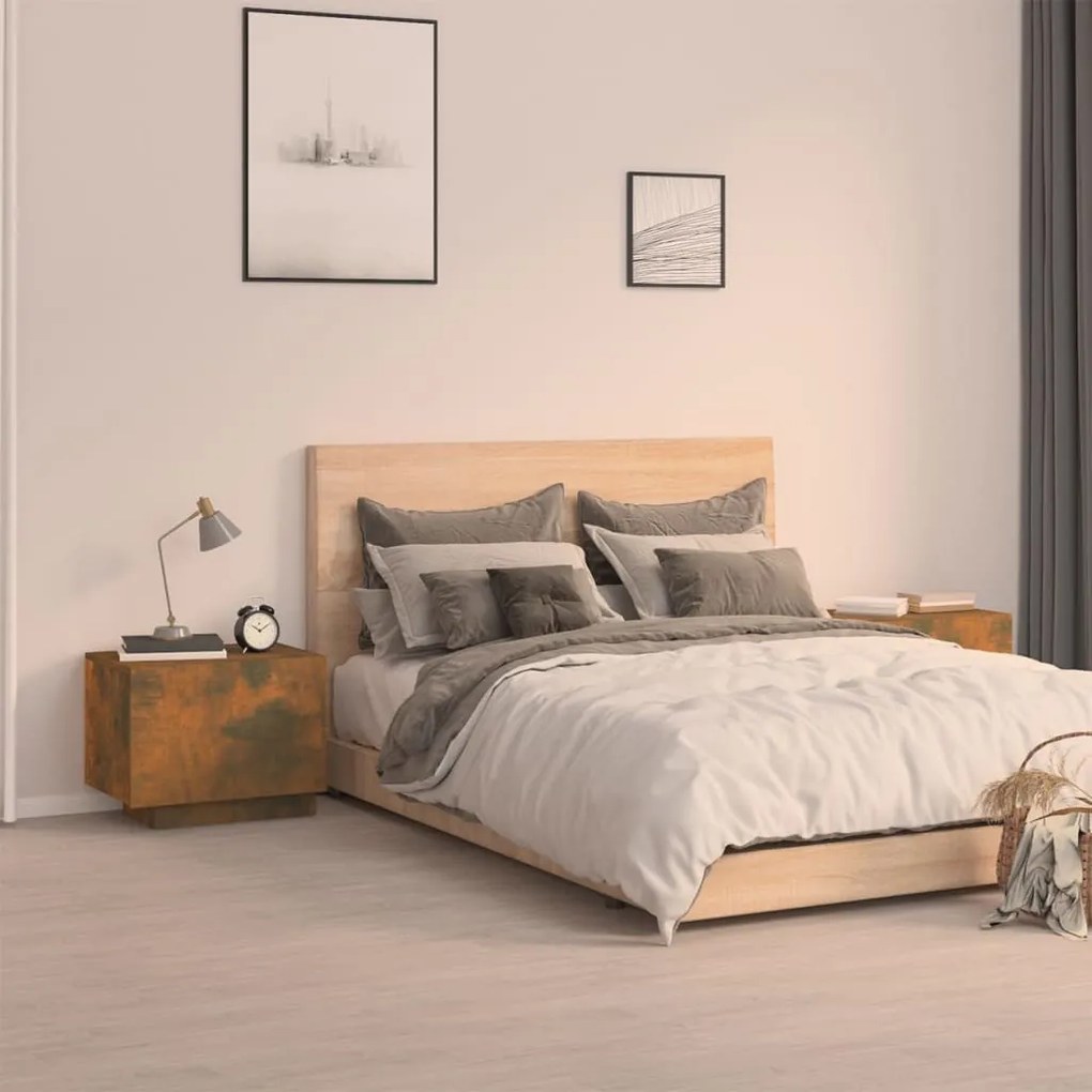 Füstös tölgy színű szerelt fa éjjeliszekrény 100 x 35 x 40 cm