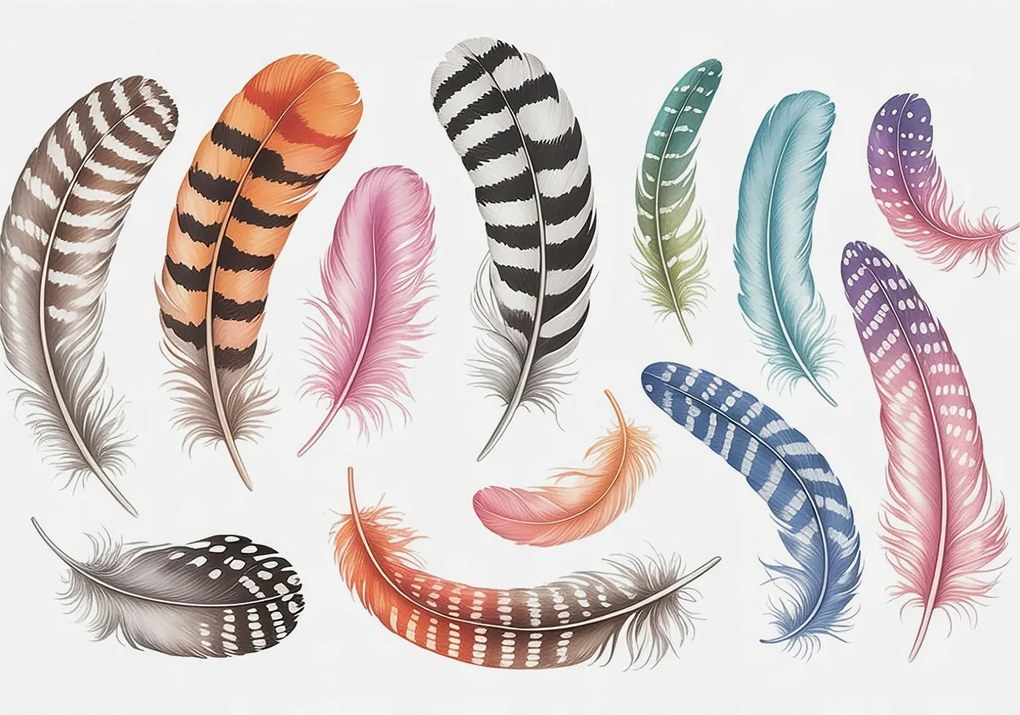 Divatos Flizelin Tapéta Ragasztóval Fali 3D Pasztell tollak 208x146 Ragasztó