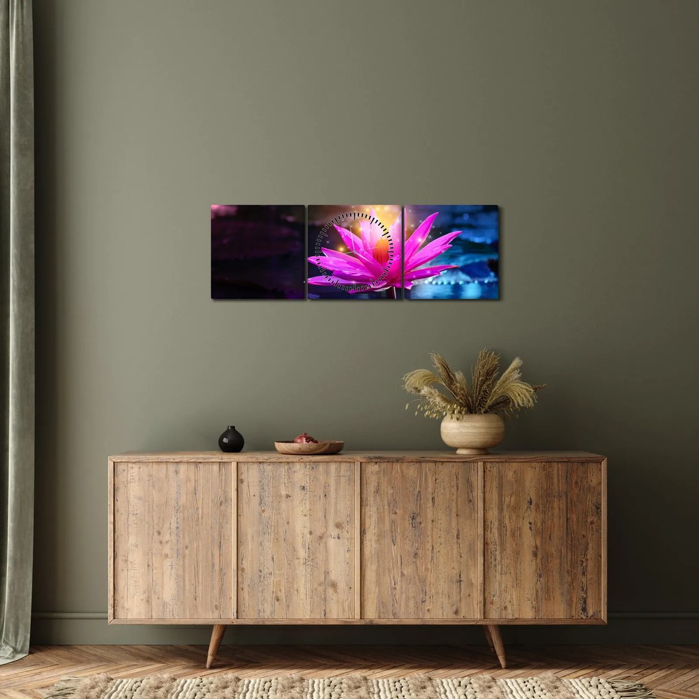 Tavirózsa a vízen képe (órával) (90x30 cm)