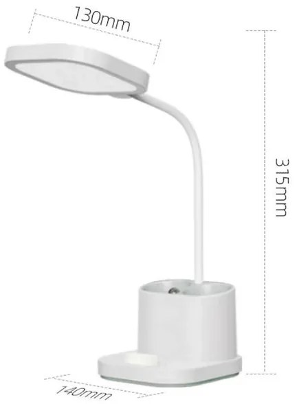 LED Dimmelhető újratölthető asztali lámpa tartóval és power bankkal LED/5W/5V 2400mAh
