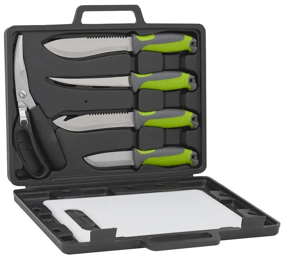 Grillező eszközök rozsdamentes acélból, tokkal 6 db