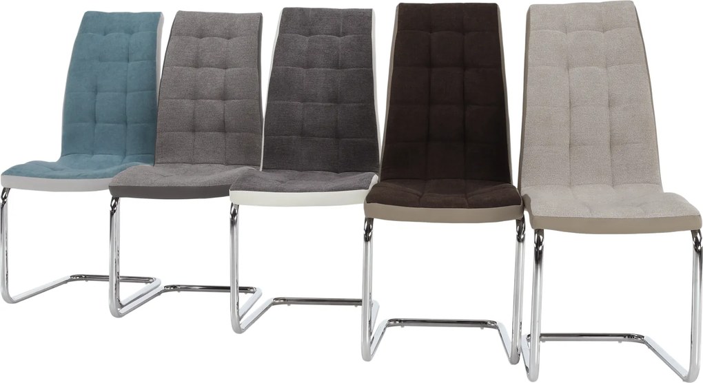 Étkezőszék, barna szövet/textilbőr bézs/króm, SALOMA NEW