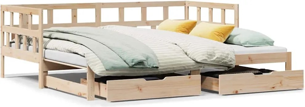vidaXL kihúzható heverő fiókokkal matrac nélkül 90 x 200 cm