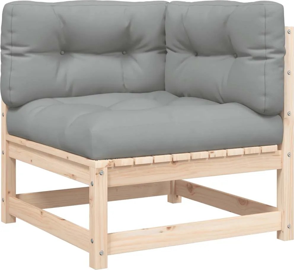 vidaXL tömör fenyőfa kerti sarokkanapé párnákkal
