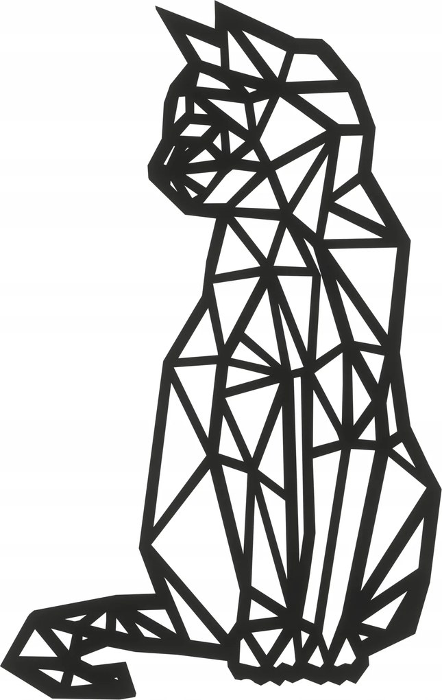 Fali Dekoráció Áttört nagy Macska 3DGEOMETRIKUS Macska Cica 27cm Fekete