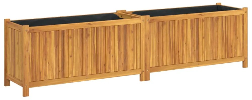 tömör akácfa kerti virágtartó béléssel 199x38,5x50 cm