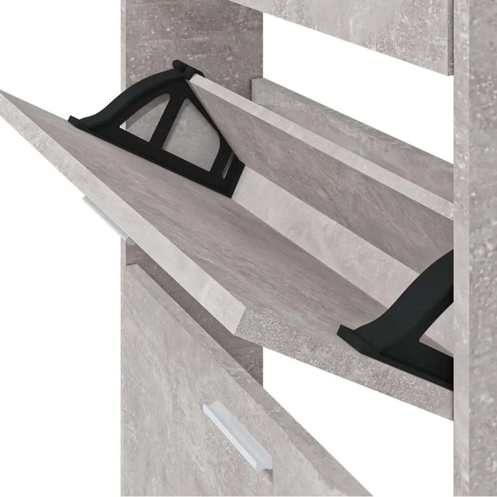 betonszürke szerelt fa cipőszekrény 59x17x108 cm