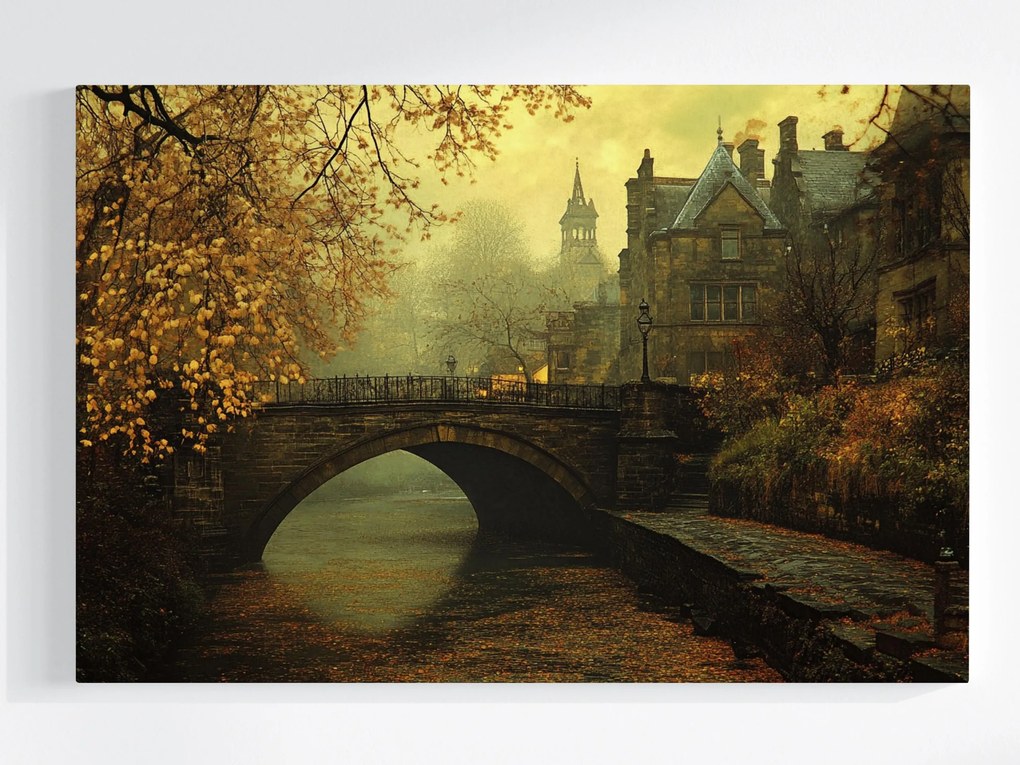 Vászonkép Canvas Tájkép Város Anglia Híd Folyó Ősz 120x80