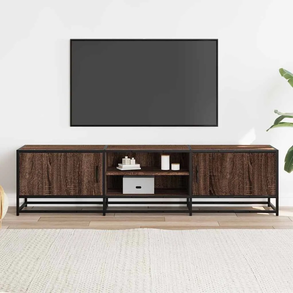barna tölgy színű szerelt fa és fém TV-szekrény 160x35x41 cm