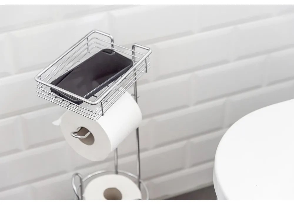 Ezüstszínű krómozott acél WC-papír tartó állvány – Wenko