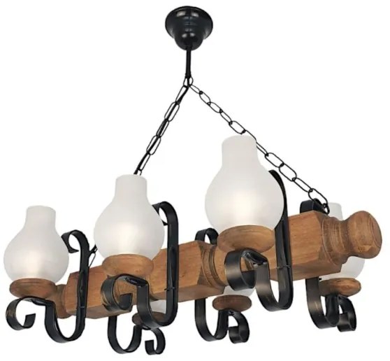 Brilagi - Csillár láncon RUSTIC 6xE14/40W/230V bükkfa