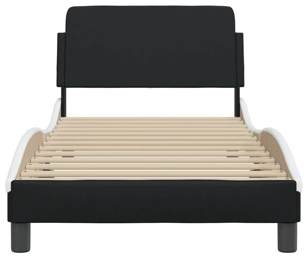 fekete és fehér műbőr ágykeret Dover 90 x 200 cm