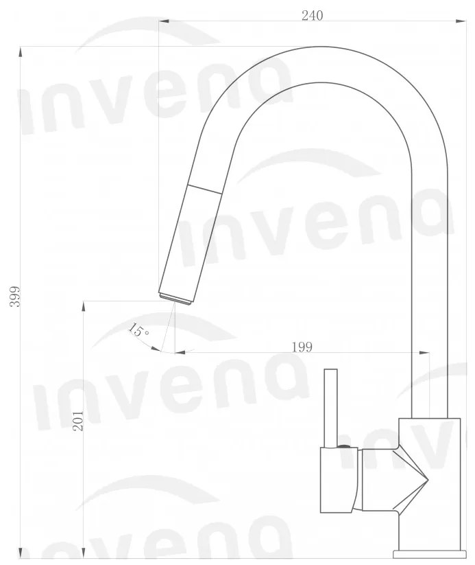 Invena Elia, szabadon álló mosogató csaptelep, fekete matt, INV-BZ-89-W04-C