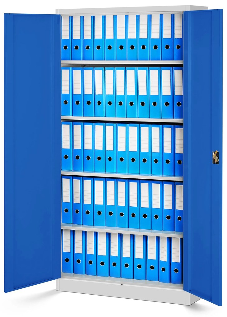 Set 4x fém iratszekrény JAN H, 900 x 1950 x 400 mm, szürke-kék