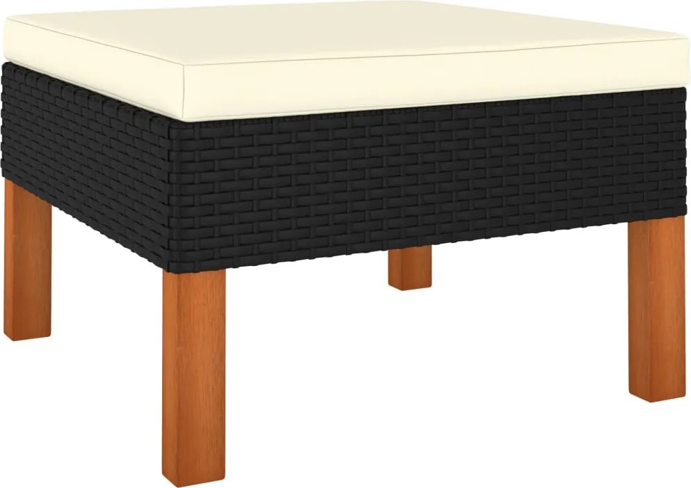 vidaXL polyrattan és tömör eukaliptuszfa lábzsámoly