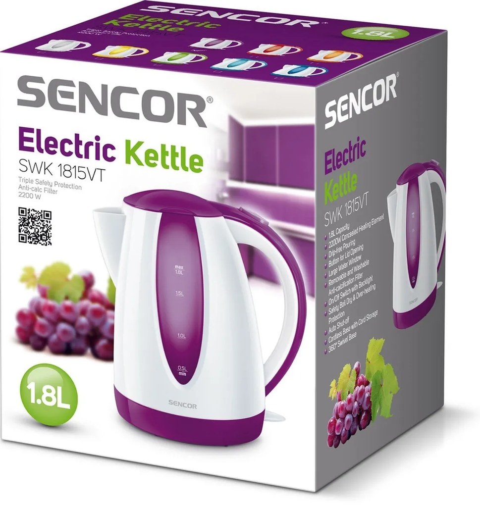 Sencor SWK 1815VT elektromos vízforraló, lila