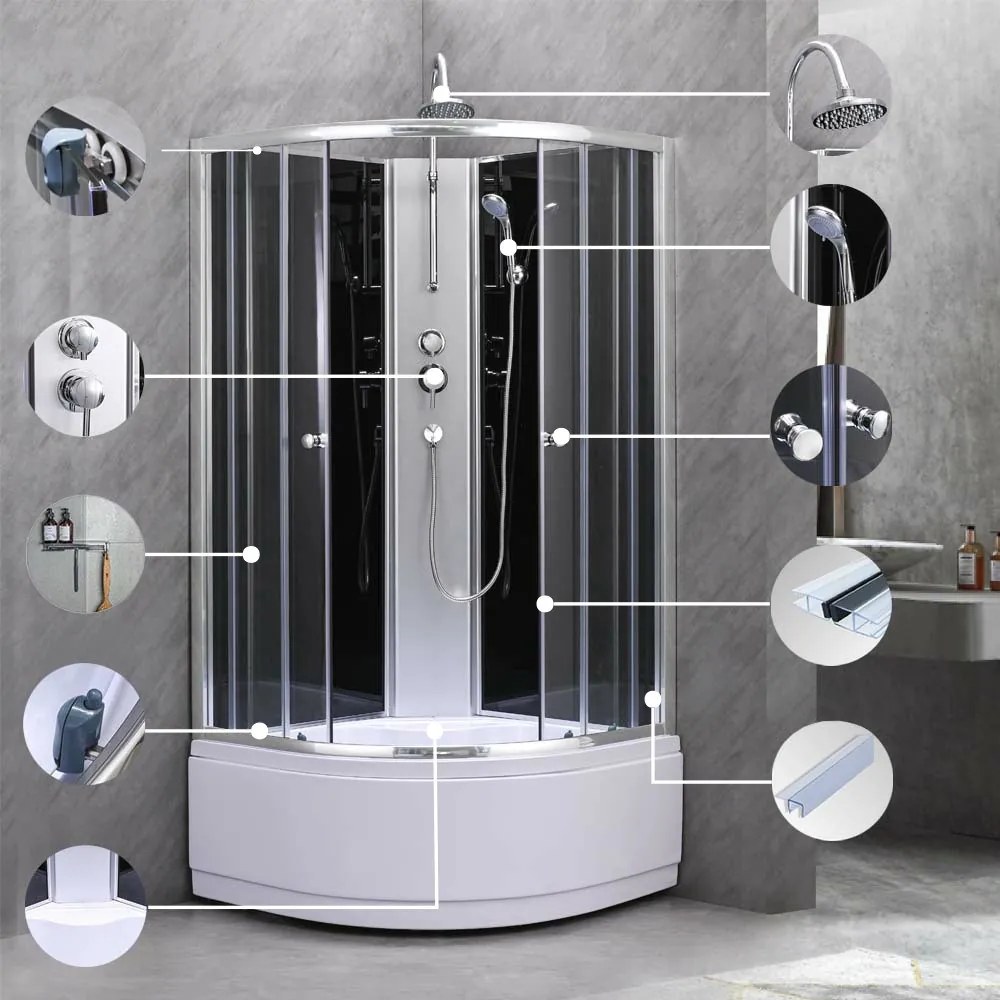 Karolino 90 black mélytálcás zuhanykabin