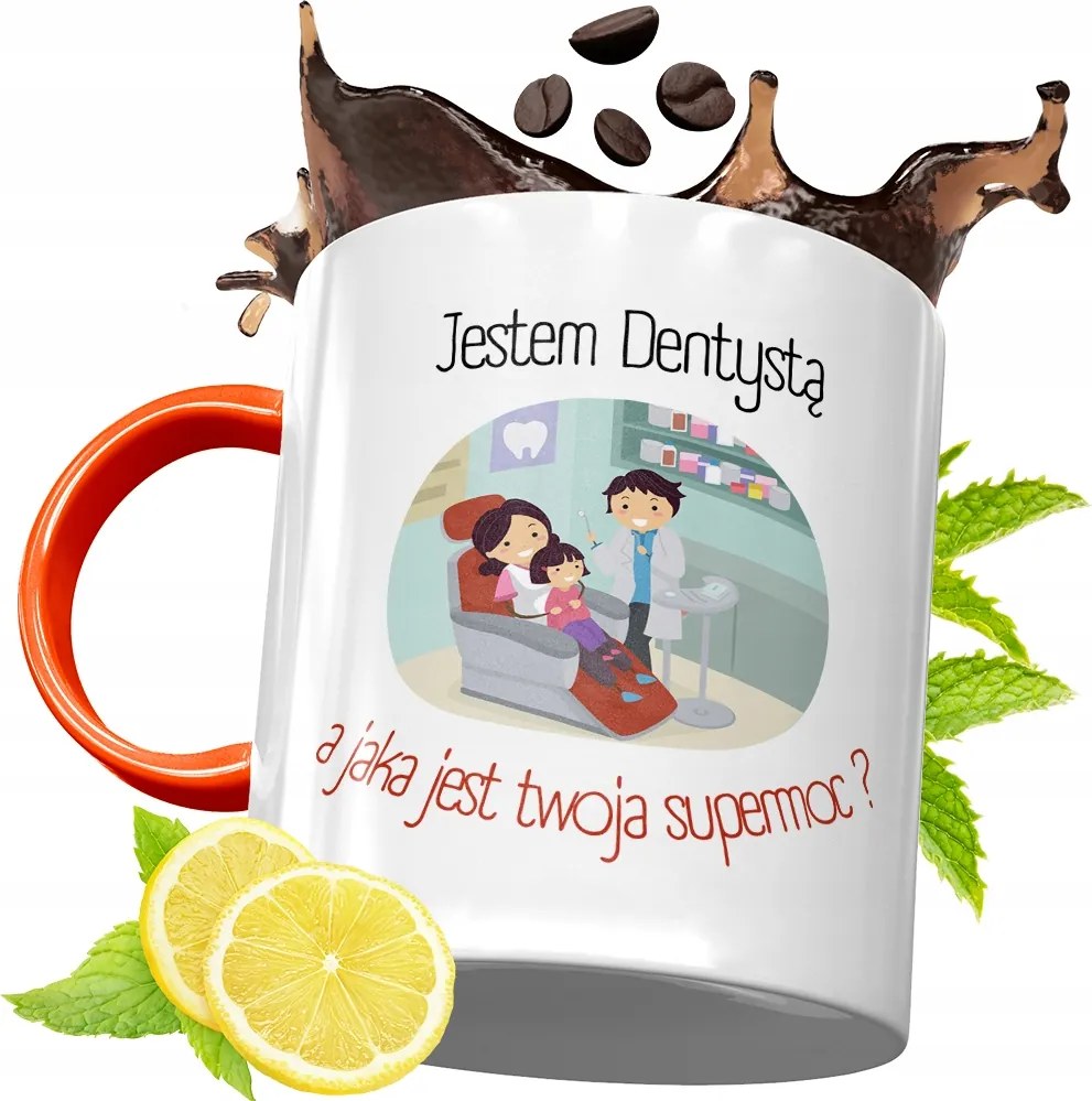 Narancssárga Bögre Fogorvosnak Ajándék fényképes nyomattal