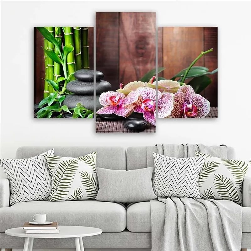 Gario Vászonkép Orchidea, bambusz és kövek - 3 részes Méret: 120 x 80 cm