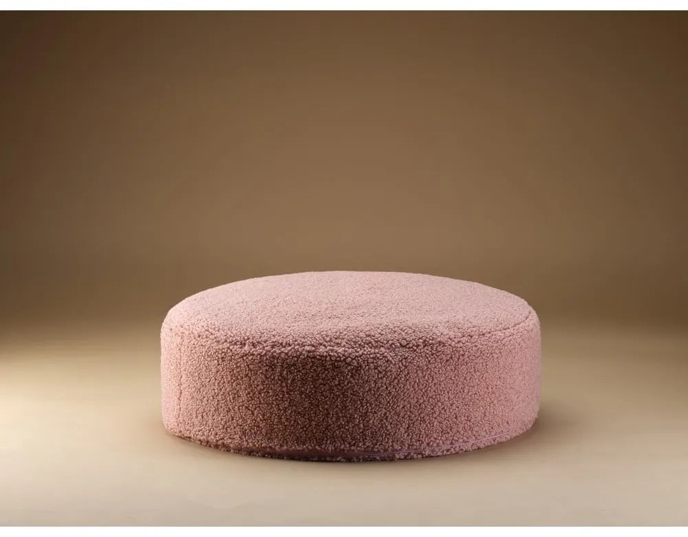 Rózsaszín buklé gyerek babzsákfotel Round – Wigiwama