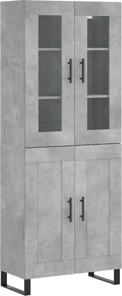 vidaXL betonszürke szerelt fa magasszekrény 69,5 x 34 x 180 cm
