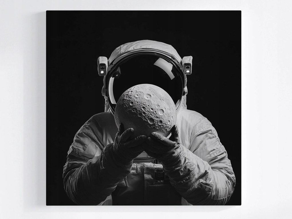 Canvas Vászonkép Portré Űrhajós Hold Űr B&amp;w Tudomány 80x80
