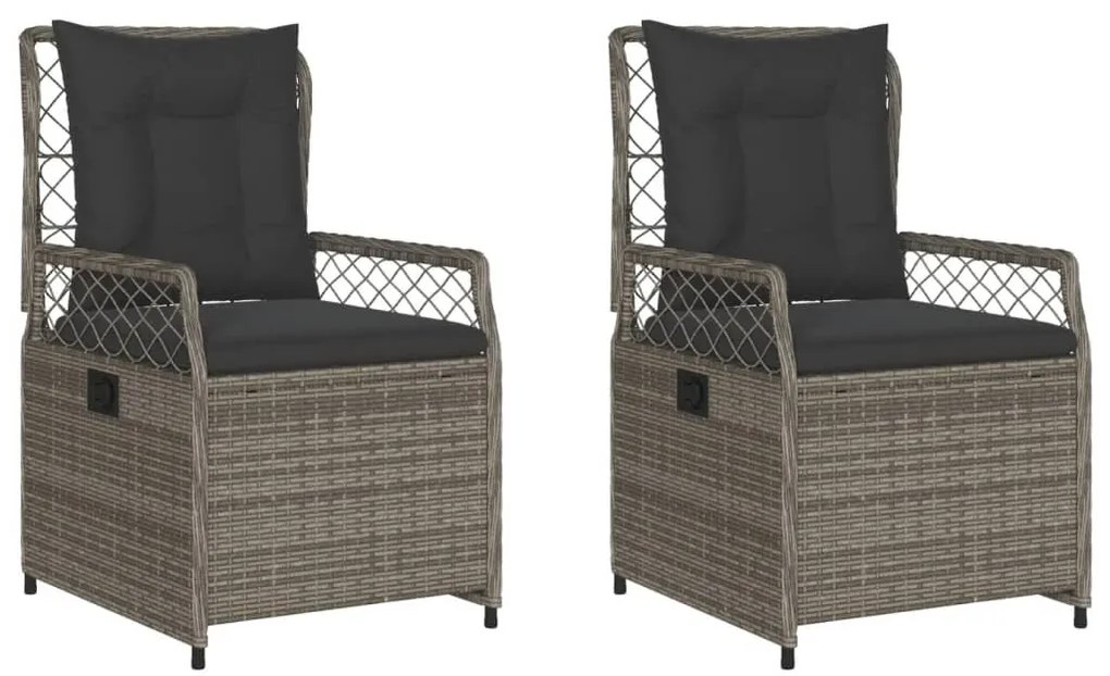 2 db szürke polyrattan dönthető kerti szék