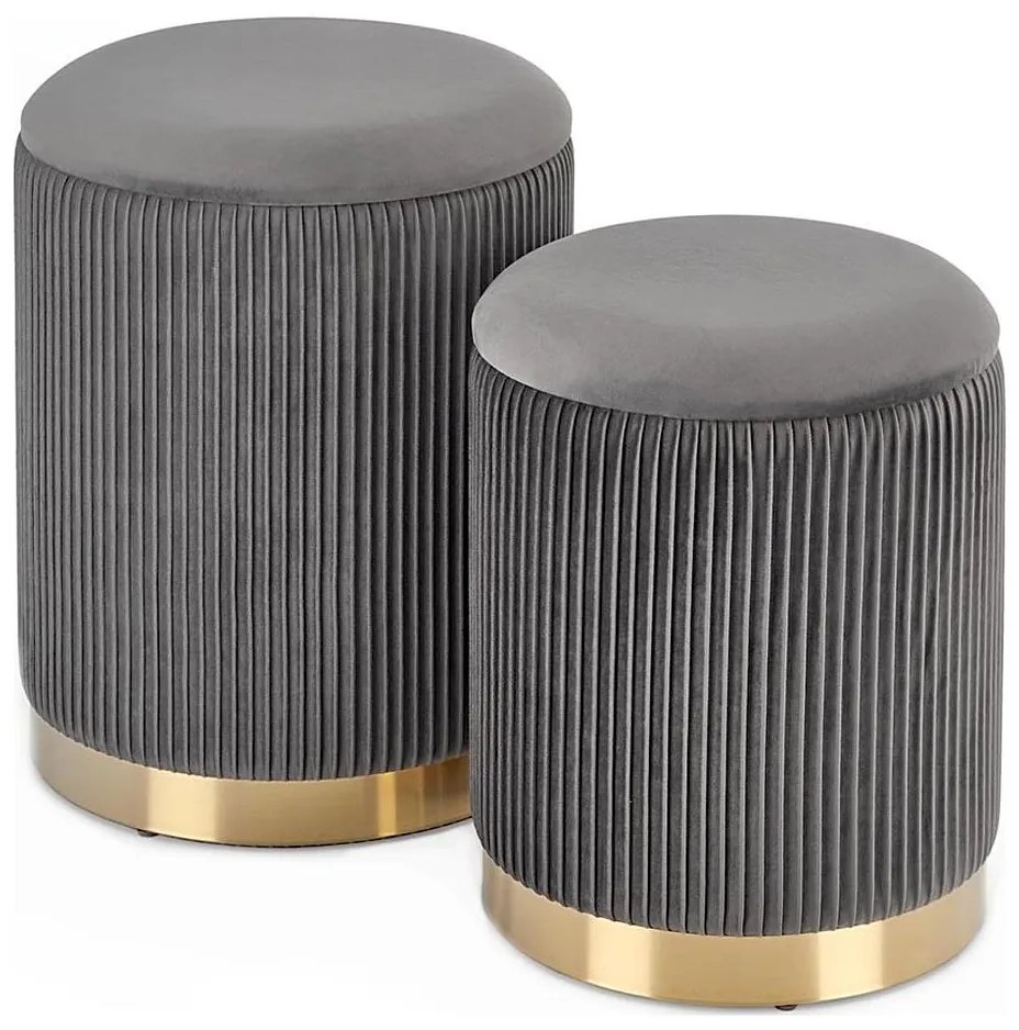 KÉSZLET 2x Taburet MONTY átm. 36/66 cm szürke/arany