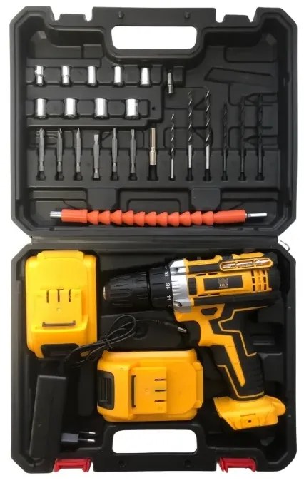 TIGO MD-04 akkus fúró-csavarozó kofferben + 2 db akkumulátor + tartozékok + koffer