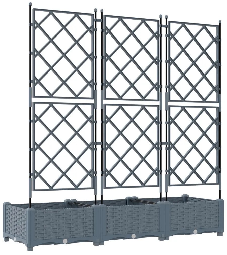 Trellis Cserép 3 db Világosszürke 120x40x125.5 cm