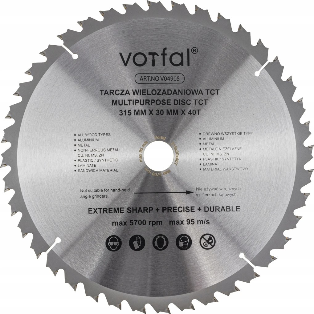 Vágótárcsa Többcélú Fűrész Tct 315X30X40T Fém Fa Kompozit