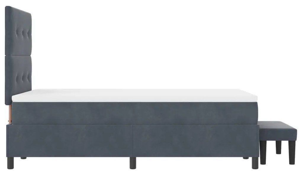 Box Spring Ágy Matraccal & Pad Sötétszürke 120x190 cm Bársony